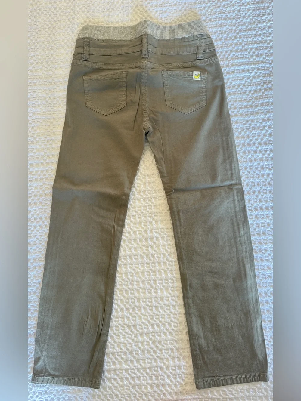 Hoonana Khaki Brown Cotton Pants with Elastic Waistband